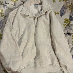 TNA Cream Button-Up Fleece Pullover